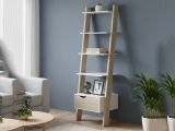 Libreria 4 ripiani bianca e quercia 55x180h cm - Acascia