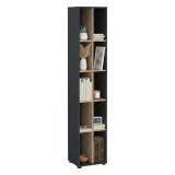 Libreria 4 ripiani rovere e grigia 40x204h cm - Erevan