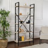 Libreria 5 ripiani beige e nera 90x180h cm - Suriel