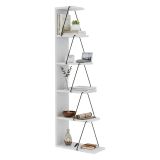 Libreria 5 ripiani bianca e nera 50x150h cm - Erminia