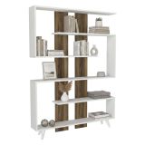 Libreria 5 ripiani bianca e noce 120x162h cm - Spodumene