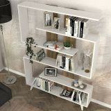Libreria 5 ripiani bianca e noce 120x162h cm - Spodumene