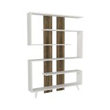 Libreria 5 ripiani bianca e noce 120x162h cm - Spodumene