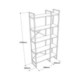 Libreria 5 ripiani bianca e oro 87x175h cm - Isla