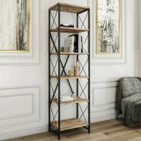 Libreria 5 ripiani quercia e nera 50x180h cm - Yara