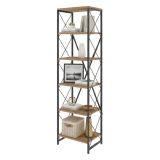 Libreria 5 ripiani quercia e nera 50x180h cm - Yara