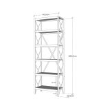 Libreria 5 ripiani quercia e nera 50x180h cm - Yara