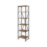 Libreria 5 ripiani quercia e nera 50x180h cm - Yara