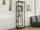 Libreria 5 ripiani quercia e nera 50x180h cm - Yara