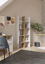 Libreria 8 ripiani rovere e bianca 75x183h cm - Badia