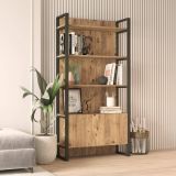 Libreria Acasta, Scaffale da ufficio, Mobile portalibri, Biblioteca, 90x34 h180 cm, Quercia