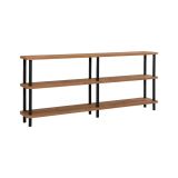 Libreria Adhil, Scaffale da ufficio, Mobile portalibri, Biblioteca, 180x35 h75 cm, Nero e Quercia
