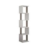 Libreria Aglaia, Scaffale da ufficio, Mobile portalibri, Biblioteca, 35x30h161 cm, Bianco e Tortora