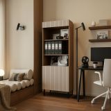Libreria Agri, 185x42 h60 cm, Noce e Beige