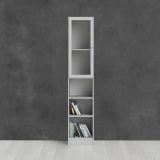 Libreria Alberte, Scaffale da ufficio, Mobile portalibri, Biblioteca, 28x41 h203 cm, Bianco