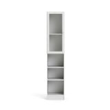Libreria Alberte, Scaffale da ufficio, Mobile portalibri, Biblioteca, 28x41 h203 cm, Bianco