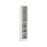 Libreria Alberte, Scaffale da ufficio, Mobile portalibri, Biblioteca, 28x41 h203 cm, Bianco e Quercia