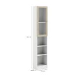 Libreria Alberte, Scaffale da ufficio, Mobile portalibri, Biblioteca, 28x41 h203 cm, Bianco e Quercia