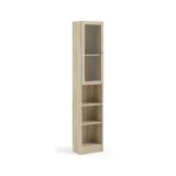 Libreria Alberte, Scaffale da ufficio, Mobile portalibri, Biblioteca, 28x41 h203 cm, Quercia