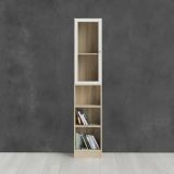 Libreria Alberte, Scaffale da ufficio, Mobile portalibri, Biblioteca, 28x41 h203 cm, Quercia e Bianco