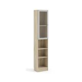 Libreria Alberte, Scaffale da ufficio, Mobile portalibri, Biblioteca, 28x41 h203 cm, Quercia e Bianco