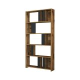 Libreria Algieba, Scaffale da ufficio, Mobile portalibri, Biblioteca, 90x20h180 cm, Noce e Antracite