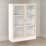 Libreria Aline, Scaffale da ufficio, Mobile portalibri, Biblioteca, 28x79 h107 cm, Bianco e Quercia