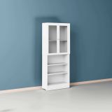 Libreria Alixane, Scaffale da ufficio, Mobile portalibri, Biblioteca, 28x79 h203 cm, Bianco