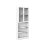 Libreria Alixane, Scaffale da ufficio, Mobile portalibri, Biblioteca, 28x79 h203 cm, Bianco