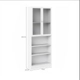 Libreria Alixane, Scaffale da ufficio, Mobile portalibri, Biblioteca, 28x79 h203 cm, Bianco