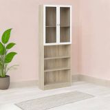 Libreria Alixane, Scaffale da ufficio, Mobile portalibri, Biblioteca, 28x79 h203 cm, Quercia e Bianco