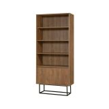 Libreria Almeni, Scaffale da ufficio, Mobile portalibri, Biblioteca, 80x36h182 cm, Noce e Nero