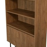 Libreria Almeni, Scaffale da ufficio, Mobile portalibri, Biblioteca, 80x36h182 cm, Noce e Nero
