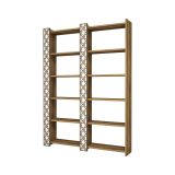 Libreria Alula, Scaffale da ufficio, Mobile portalibri, Biblioteca, Noce e Bianco, 125x24h170 cm