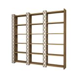 Libreria Alula, Scaffale da ufficio, Mobile portalibri, Biblioteca, Noce e Bianco, 185x24h170 cm
