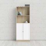 Libreria Anastasie, Scaffale da ufficio, Mobile portalibri, Biblioteca, 28x79 h203 cm, Quercia e Bianco