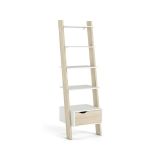 Libreria Angeline, Scaffale da ufficio, Mobile portalibri, Biblioteca, 55x48 h180 cm, Bianco e Quercia