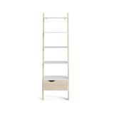 Libreria Angeline, Scaffale da ufficio, Mobile portalibri, Biblioteca, 55x48 h180 cm, Bianco e Quercia