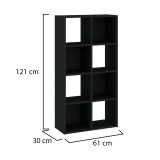 Libreria Antracite 6 Ripiani Installazione a Terra 61x30x121h cm, Struttura Verticale - Lifatila