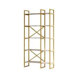 Libreria Arcalis, Scaffale da ufficio, Mobile portalibri, Biblioteca, 88x30 h175 cm, Grigio e Marmo