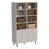Libreria Beige Cashmere Nero un Ripiano Piedini Neri 100x42x177h cm, 2 Ante - Ghilarza