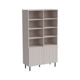 Libreria Beige Cashmere Nero un Ripiano Piedini Neri 100x42x177h cm, 2 Ante - Ghilarza