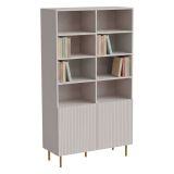 Libreria Beige Cashmere oro un Ripiano Piedini oro 100x42x177h cm, 2 Ante - Maierato