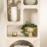 Libreria Beige Marmo 6 Ripiani 6 Vani 60x32x150h cm, Peso Supportato 45 kg - Arsenion