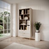 Libreria Beige oro 2 Cassetti 4 Ripiani 88x38x194h cm, con Piedini - Kabavasi