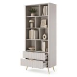 Libreria Beige oro 2 Cassetti 4 Ripiani 88x38x194h cm, con Piedini - Kabavasi