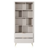 Libreria Beige oro 2 Cassetti 4 Ripiani 88x38x194h cm, con Piedini - Kabavasi