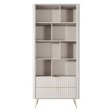Libreria Beige oro 2 Cassetti 4 Ripiani 88x38x194h cm, con Piedini - Kabavasi
