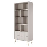 Libreria Beige oro 2 Cassetti 4 Ripiani 88x38x194h cm, con Piedini - Kabavasi