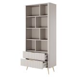 Libreria Beige oro 2 Cassetti 4 Ripiani 88x38x194h cm, con Piedini - Kabavasi